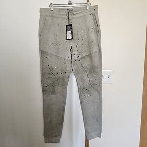 NWT Hudson Los Angeles Mens Moto Paint Splatter Confetti Gray Size M Joggers